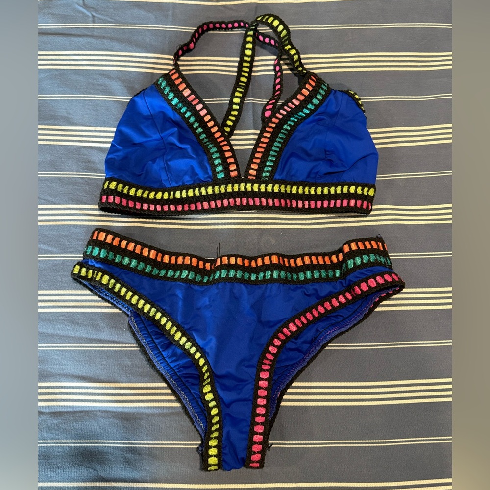 La Blanca Royal Blue Bikini with Neon Trim